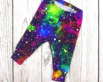 Rainbow Celestial Galaxy Print Baby Leggings - Toddler Leggings - Boy Girl Leggings - Unisex Leggings - New Baby Gift - Star Leggings