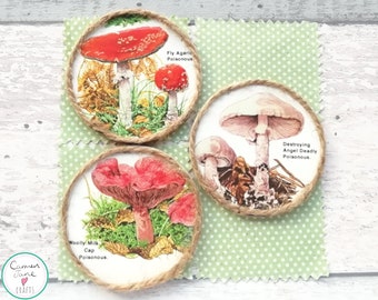 Deadly Poisonous Mushrooms Magnet Set - letterbox gift, fungi, wildlife, mushroom decor