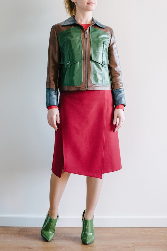 color block leather jacket