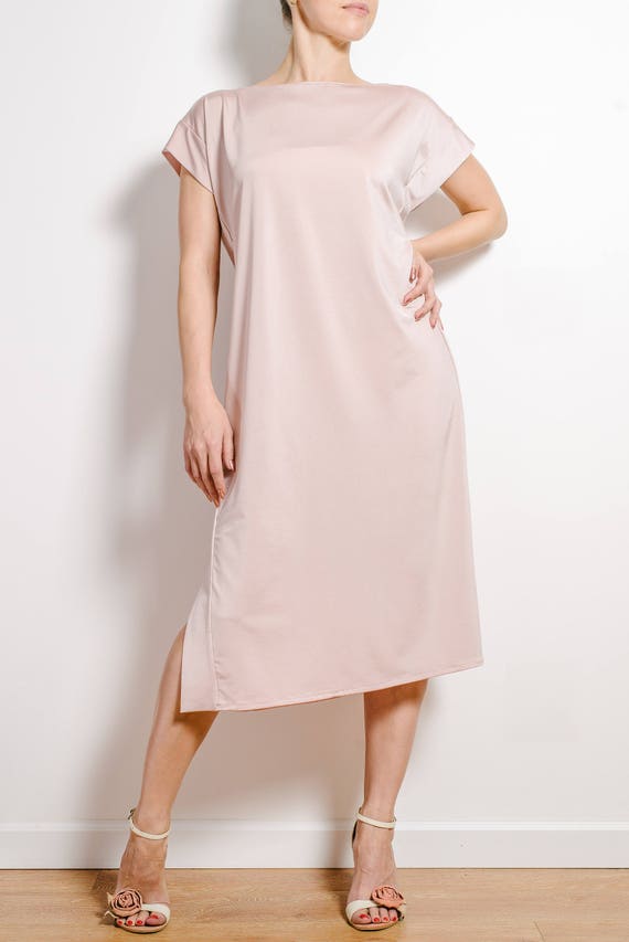 light pink dress midi