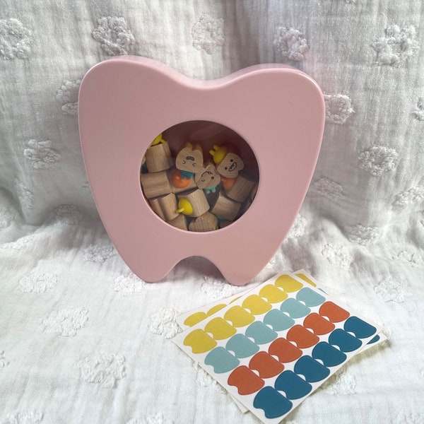 Pink Teeth Keepsake Box Tooth Collection Case Baby Tooth Memory Box Kids Room Decor Collector, Tooth Fairy Box