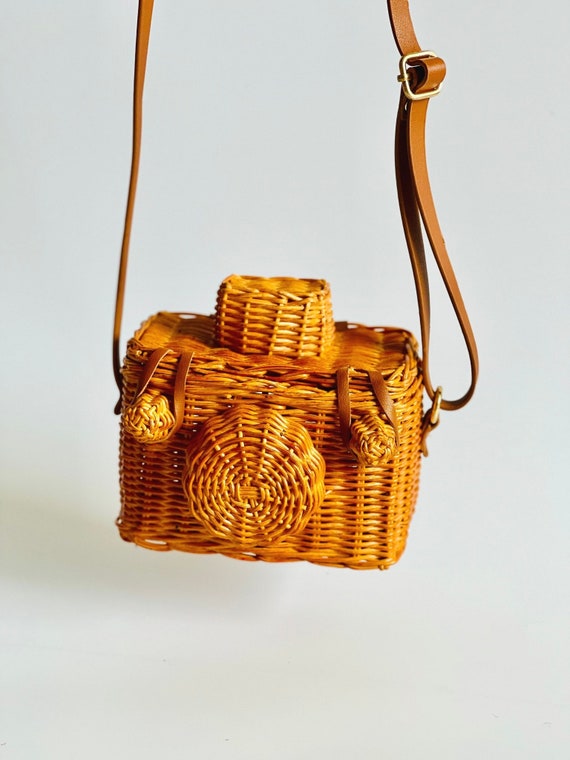 Rattan Camera Bag Wicker Camera Toy Boho Bohemian Nursery 