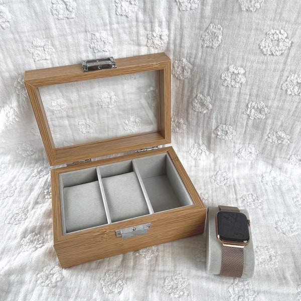 Wood Display Case for 3 Watches Etsy