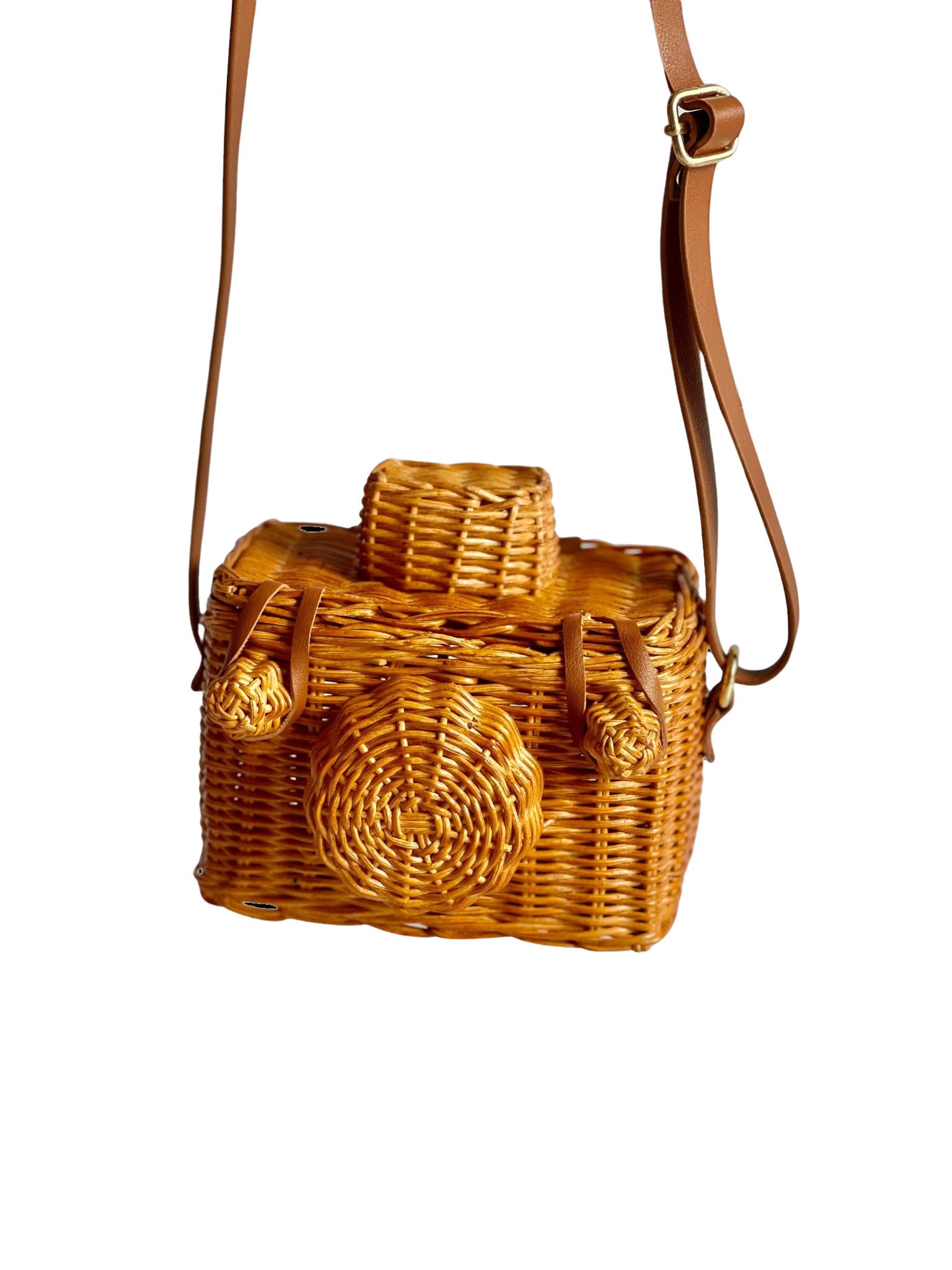 Rattan Camera Bag Wicker Camera Toy Boho Bohemian Nursery 