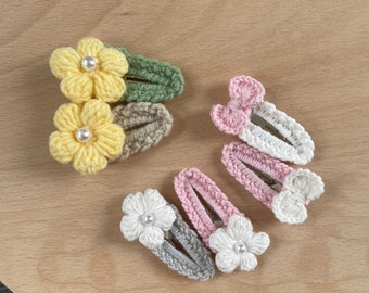 Girls Crochet Hair Clip Baby Girls Toddler Hair Pin Snap Clips Flower Hair Accessory hand crocheted hair knitted accessories Baby Barrettes