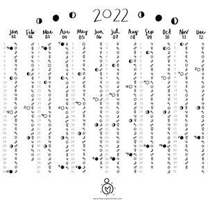 2022 MOON PHASES landscape printable .PDF