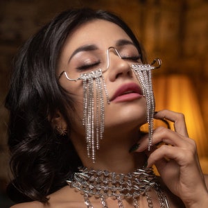 Festival Resort Embellished Oversized Sunglasses Eyewear Jewelled Retro Diamante Spike Neckace Crystal Rhinestones Bling Burning Man