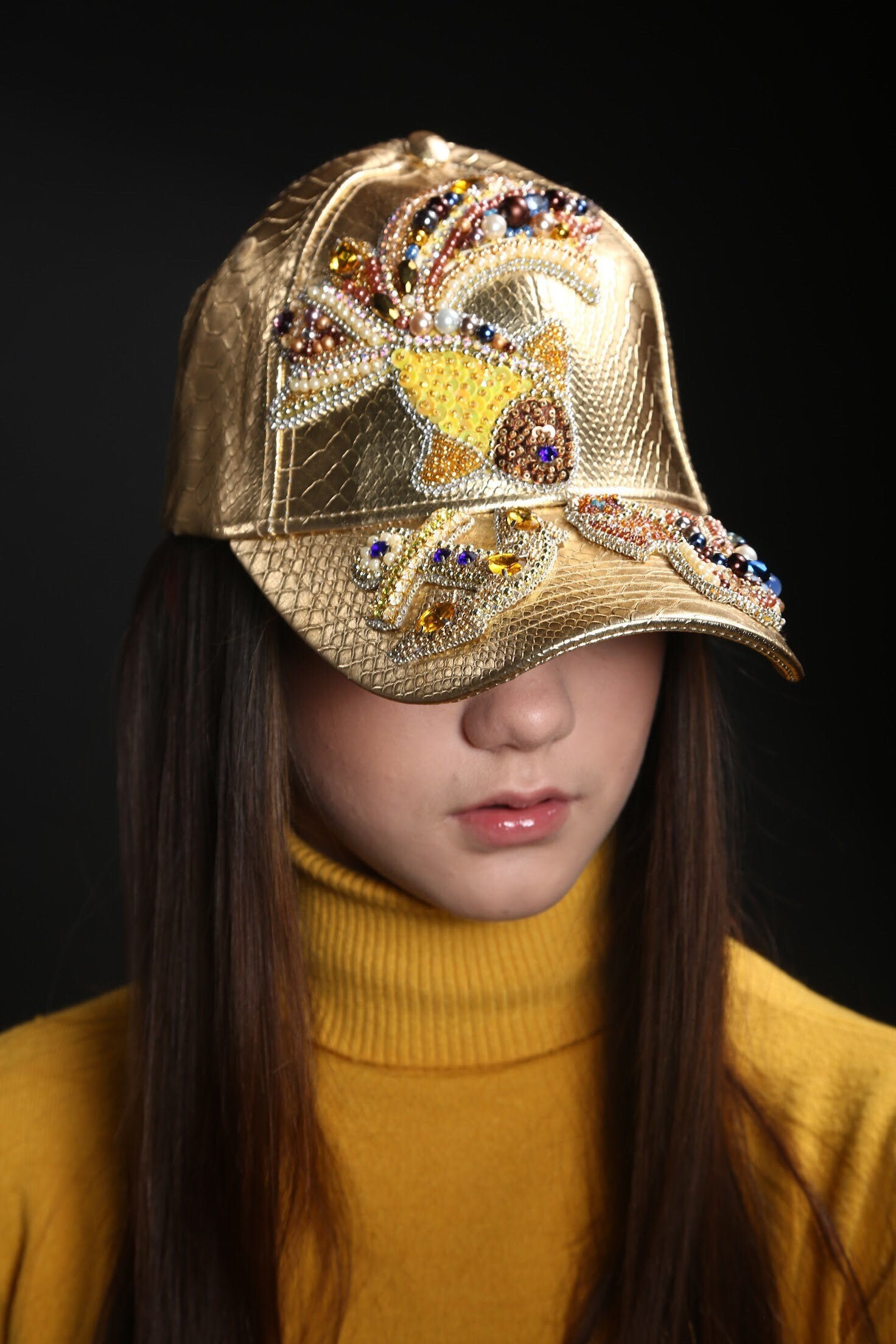 Baseball Women Swarovski Cap Gold Hat Crystals Bling Crown Etsy