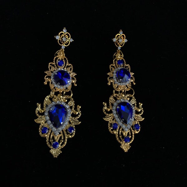 Blue Regalite Chunky Earrings