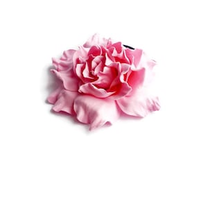 Rose quartz Scrunchy Flower cherry blossom pink Flower barrette Hair Ties Flower Pin Prom Wedding Mom Event Flowers Big rose handmade brooch image 1