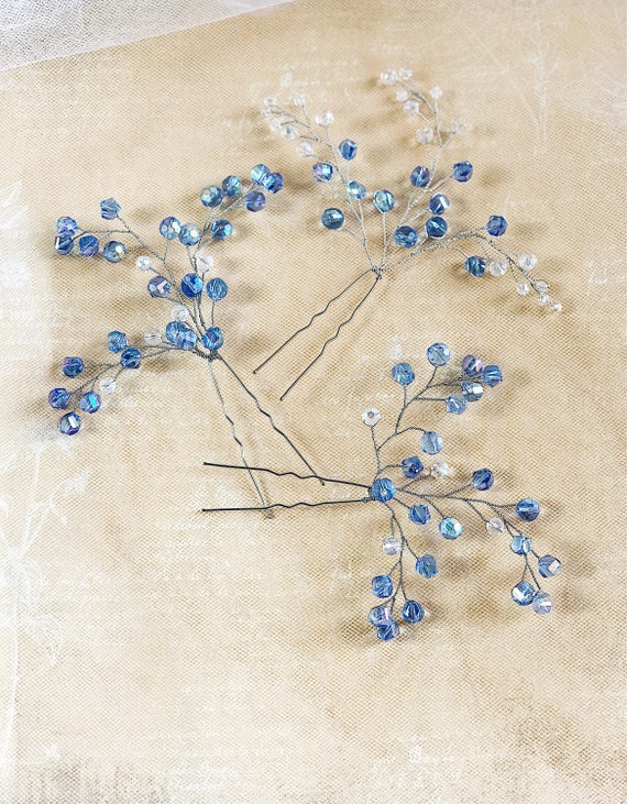 light blue wedding hair accessories