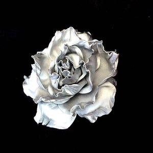 Silver Rose Hair Clip Wedding Bridal Rose Hair band accessories handmade Flower Hair Clip Rose Floral Hair Clip Baby girl hairpin hairpiece image 3