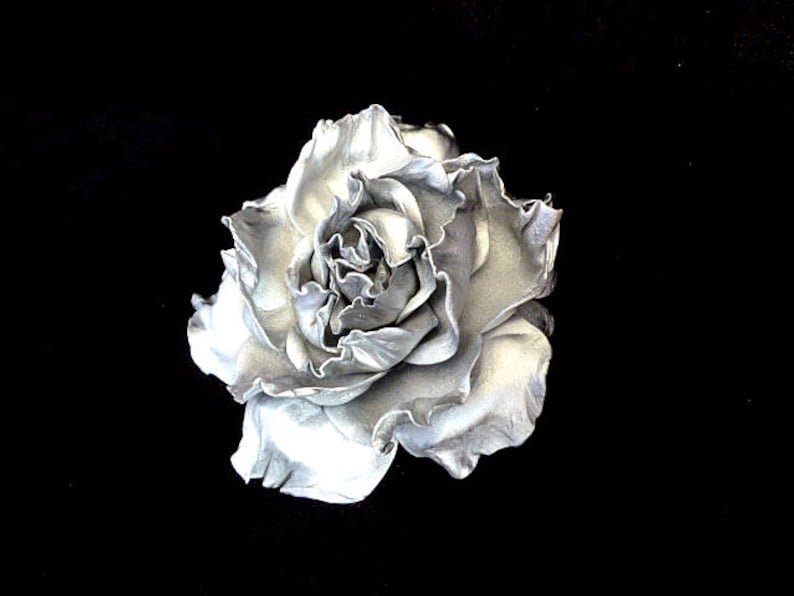 Silver Rose Hair Clip Wedding Bridal Rose Hair band accessories handmade Flower Hair Clip Rose Floral Hair Clip Baby girl hairpin hairpiece image 3