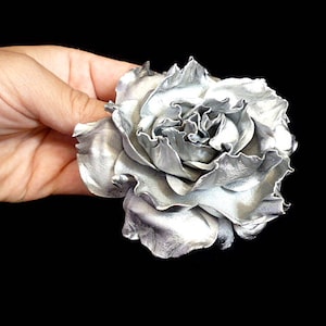 Silver Rose Hair Clip Wedding Bridal Rose Hair band accessories handmade Flower Hair Clip Rose Floral Hair Clip Baby girl hairpin hairpiece image 1