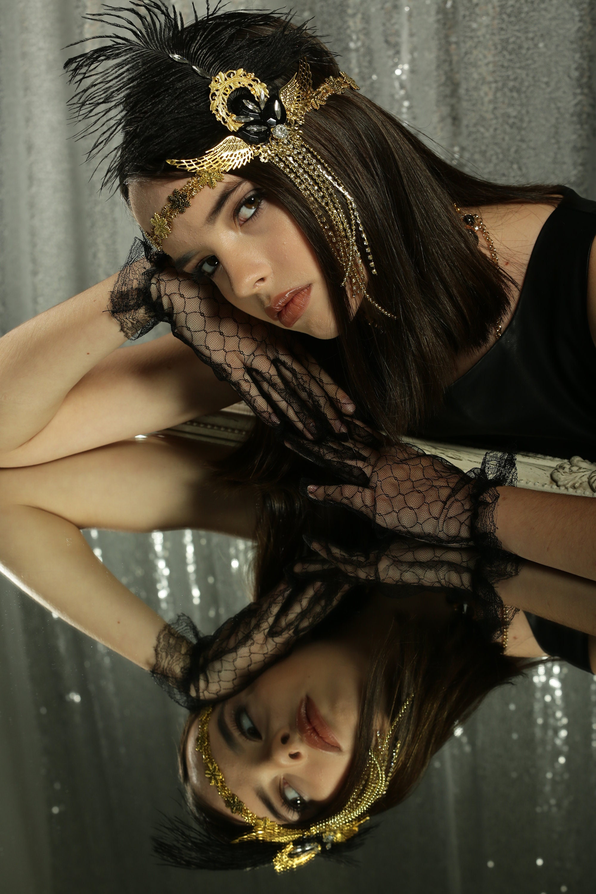 Cerchietto Per Capelli Con Piume Di Pavone E Strass - Fermaglio Glamour Per Carnevale, Matrimoni E Feste - Accessorio Moda Donna Per Acconciature E Spille