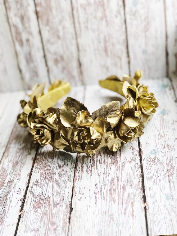 Gold Flower Crown Christmas Headband Headpiece Wedding Etsy