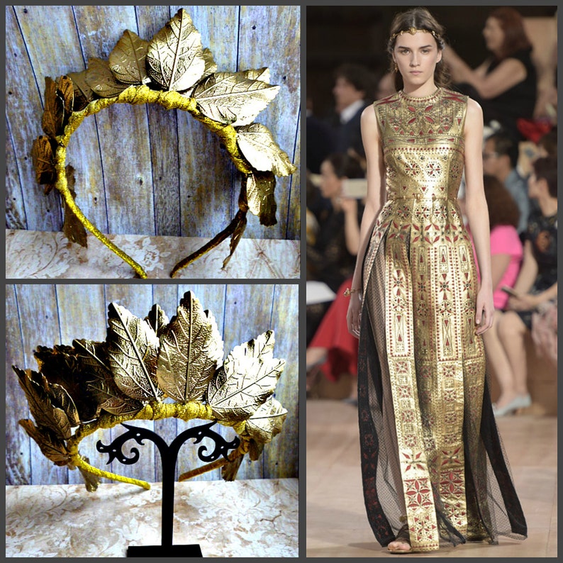 Gold Leaf Crown Wedding Bridal Goddes Headpiece Greek Tiara Etsy