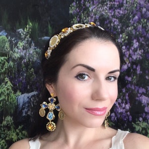Baroque Headband Antique Coins Dolce bridesmaids Tiara Earrings Evening gift crystal crown bride Custom jewel women gold and party accessori