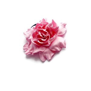 Rose quartz Scrunchy Flower cherry blossom pink Flower barrette Hair Ties Flower Pin Prom Wedding Mom Event Flowers Big rose handmade brooch image 2