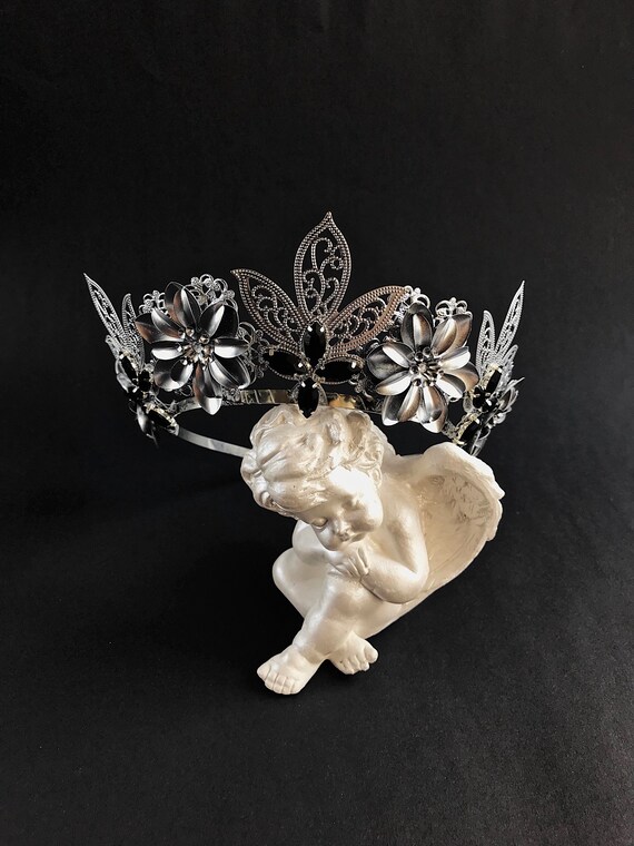 Buy Crystal Crown Silver Black Bridesmaid Headband Tiara  display picture 3
