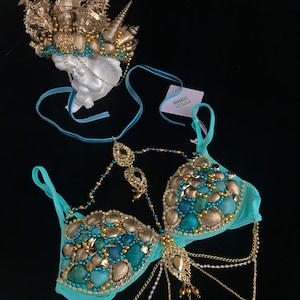 Mermaid Bra Shell Barrier Reef Crown Dance seashell Raw Wedding Tiara top Costume Sea Ariel Cosplay Victoria&#39;s Secret Show invitation Fish