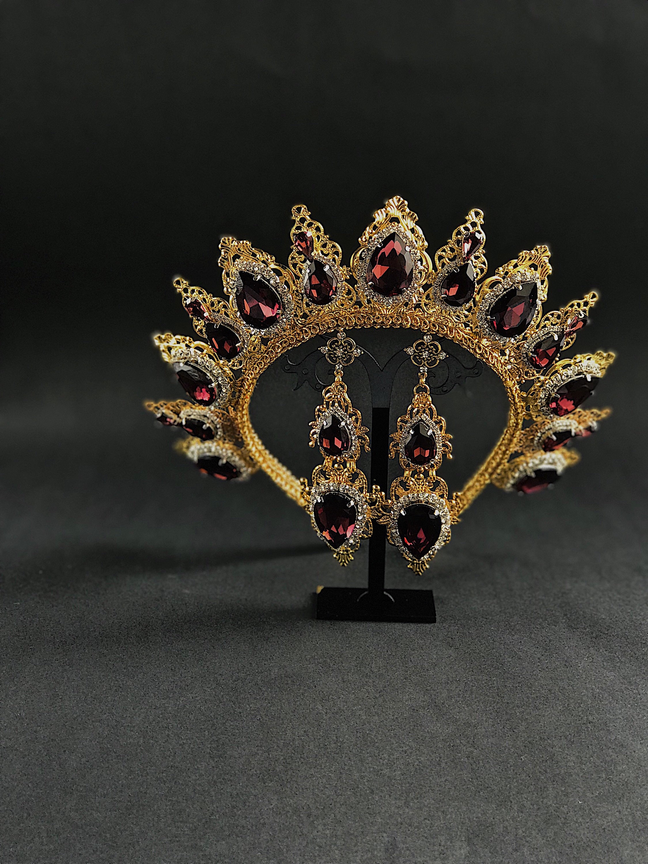 Adult Birthday Crown Gold Metal Tiara Earrings Medieval Gifts Marsala — free download