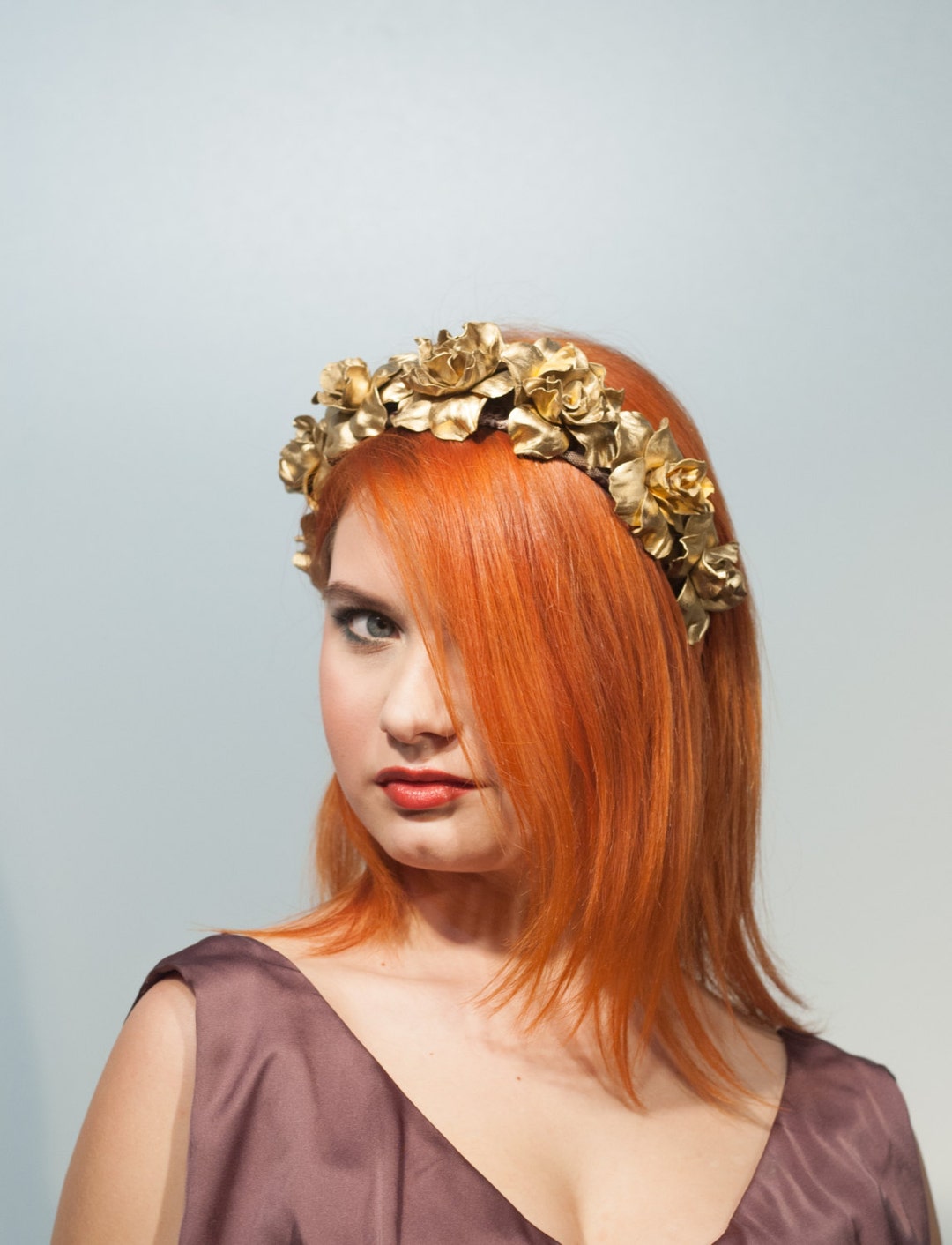 Gold Flower Crown Bridal Floral Headpiece Festival Crown Etsy