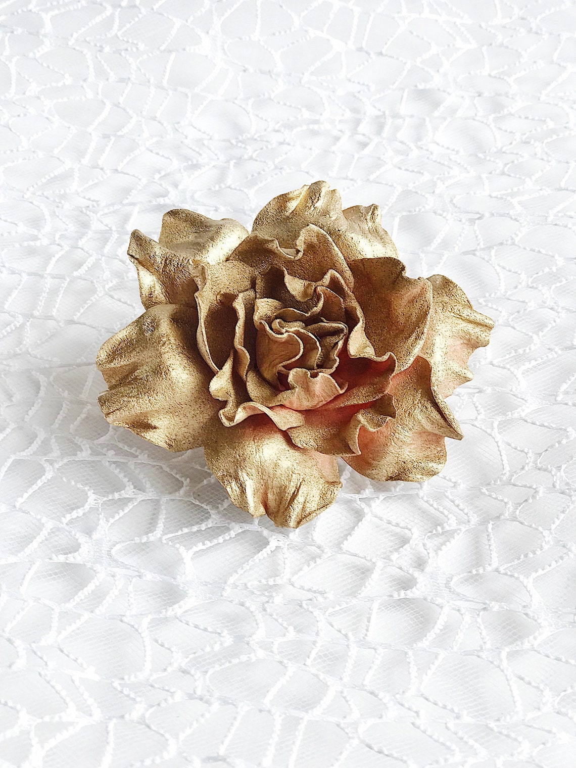 Rose Gold Flower Hair Clip Wedding Bridal Rose Hair Band Etsy