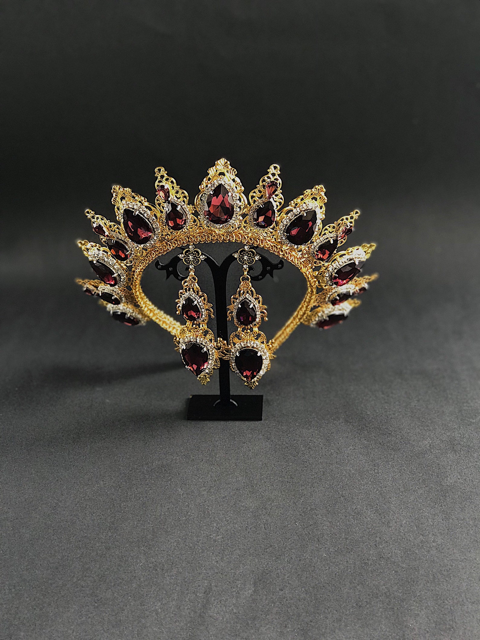 Adult Birthday Crown Gold Metal Tiara Earrings Medieval Gifts Marsala — free download