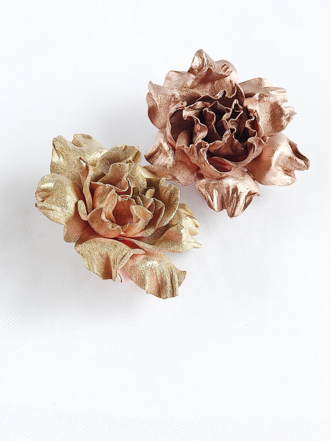 Rose Gold Flower Hair Clip Wedding Bridal Rose Hair Band Etsy