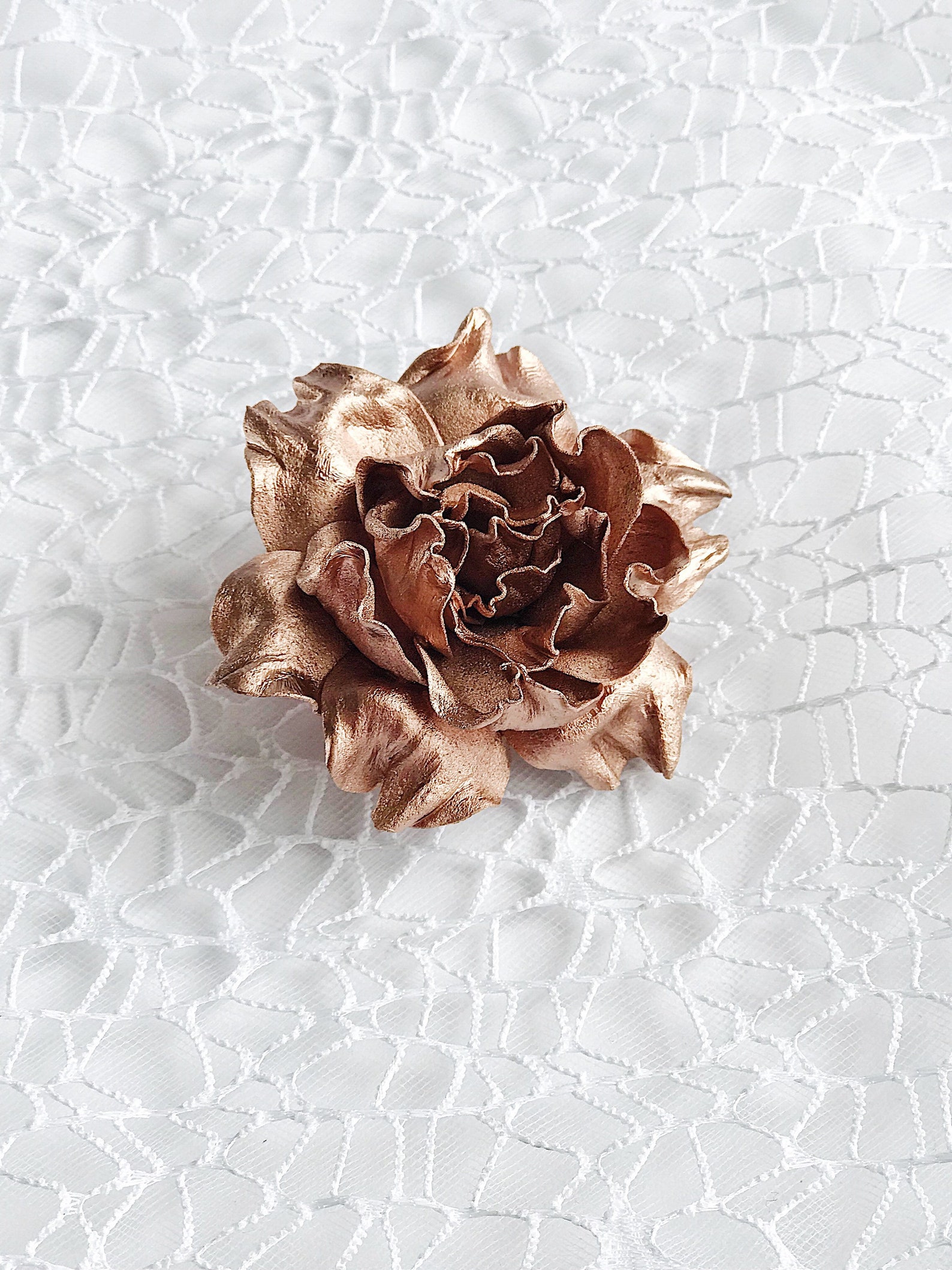 Rose Gold Flower Hair Clip Wedding Bridal Rose Hair Band Etsy