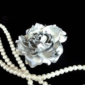 Silver Rose Hair Clip Wedding Bridal Rose Hair band accessories handmade Flower Hair Clip Rose Floral Hair Clip Baby girl hairpin hairpiece image 2