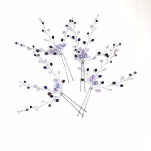 Amethyst Wedding Hair Pins Crystal Lilac Light Purple Bridal hair pins Crystal hair accessories Bridesmaid Silver Gift Wife piece holiday