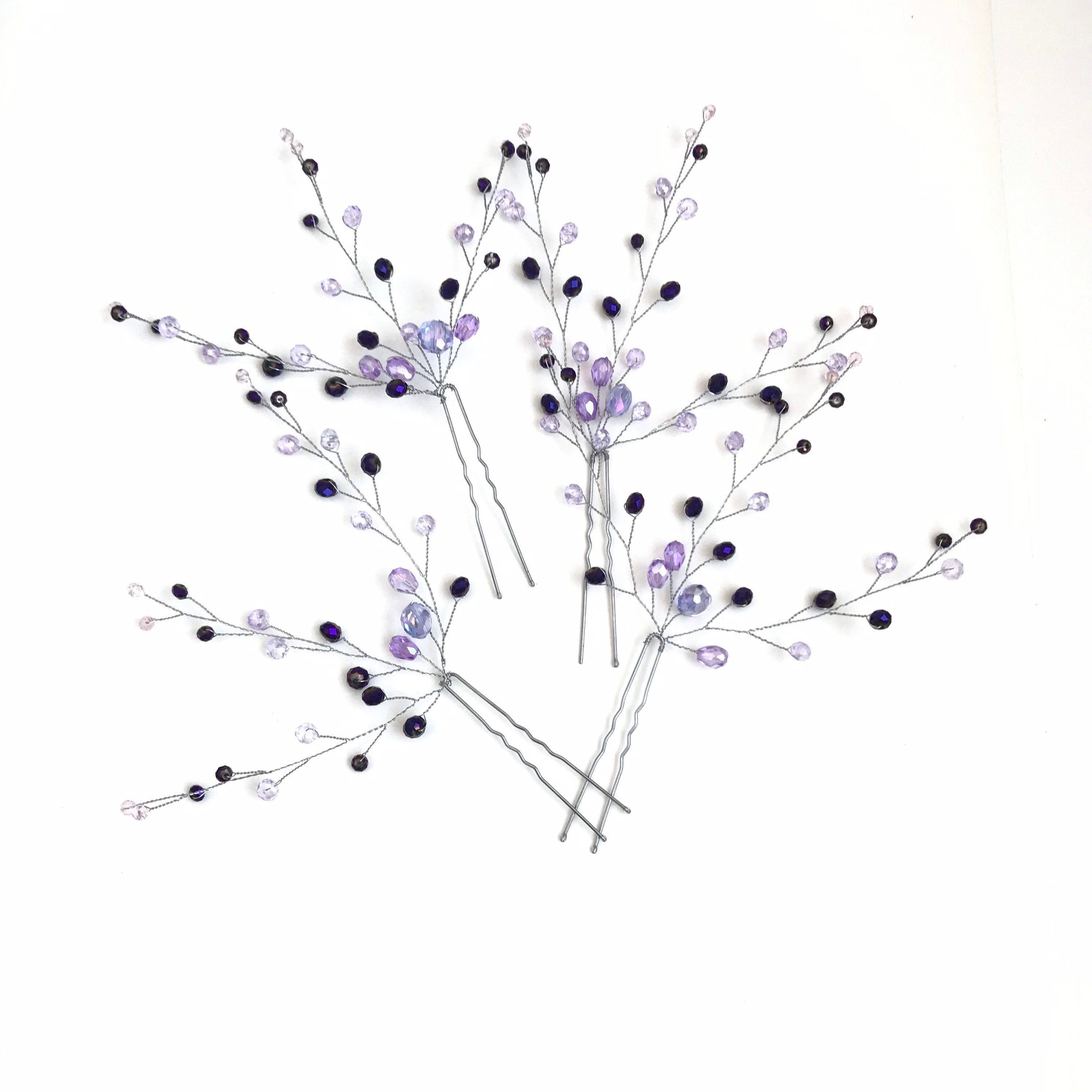 Amethyst Wedding Hair Pins