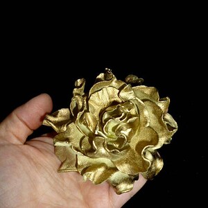 Gold flower Rose Hair Clip Wedding Rose Hair Clip Bridal Flower Hair Bridesmaid Clip Rose Floral Headpiece barette Golden hairpiece gift image 6