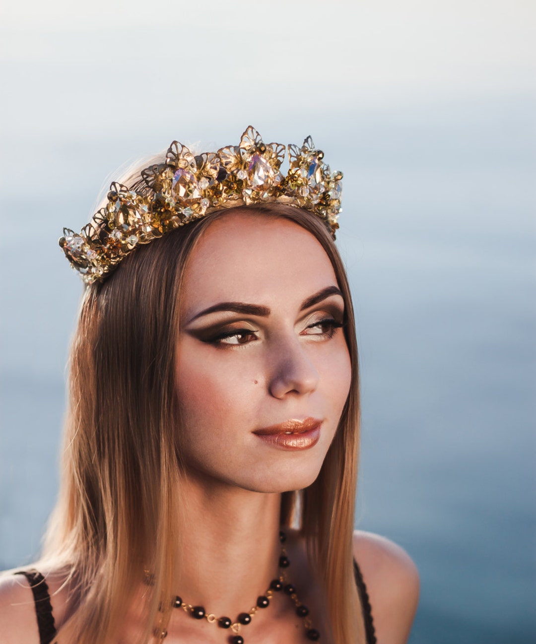 Crown Tiara Rose Gold Wedding Crown Bridal Tiara Gold Prom Etsy