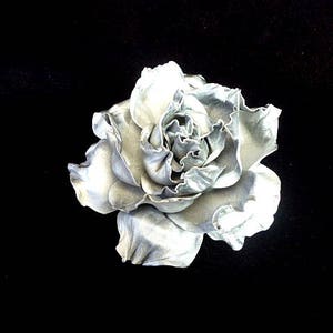 Silver Rose Hair Clip Wedding Bridal Rose Hair band accessories handmade Flower Hair Clip Rose Floral Hair Clip Baby girl hairpin hairpiece image 4