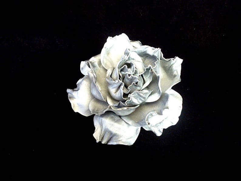 Silver Rose Hair Clip Wedding Bridal Rose Hair band accessories handmade Flower Hair Clip Rose Floral Hair Clip Baby girl hairpin hairpiece image 4