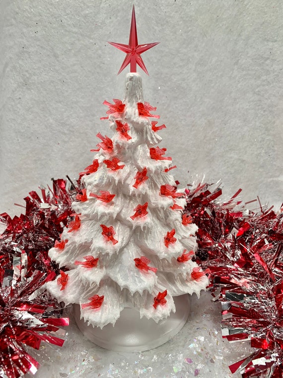 Small white tree with cheap lights