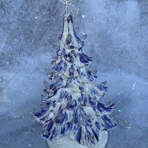 Ceramic Christmas Tree White Small Crystalized