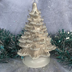 Ceramic Christmas Tree Small White Pearl