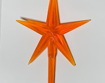 Vintage Rare Ceramic Tree Topper True Orange Color Large Star