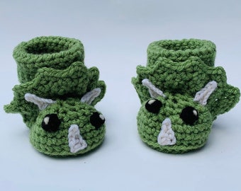 Crochet Pattern Baby Triceratops Dinosaur Booties