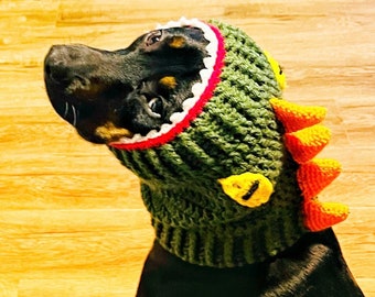 Dog Tyrannosaurus Snood Scarf Cowl, T-Rex Dog Snood, Dragon Dog Cowl