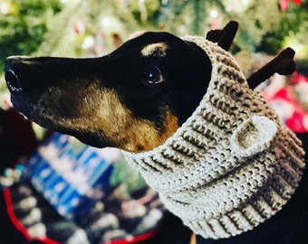 Crochet Pattern Dog Reindeer Antler Snood Scarf