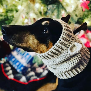 Crochet Pattern Dog Reindeer Antler Snood Scarf