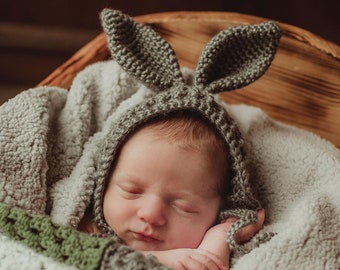 Newborn Bunny Bonnet Crochet Pattern