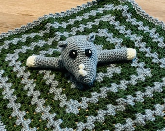 Crochet Pattern Rhinoceros Baby Lovey Blanket, Rhino Lovey