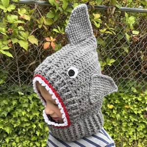 Crochet Pattern Shark Cowl, Shark Hat, Shark Mouth Kids Hoodie