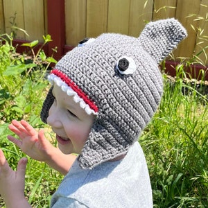 Crochet Pattern Shark Hat- Newborn, 6-12 months, 12-18 months, Small Child, and Adult Sizes Available